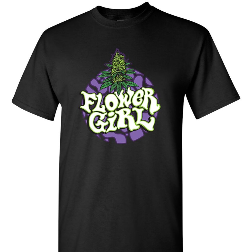 Flower Girl Cannabis Graphic T-Shirt – Retro Weed Leaf Streetwear Tee